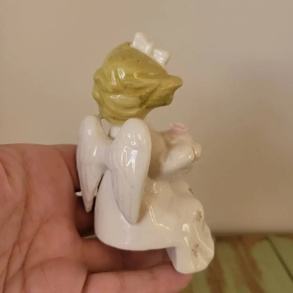 Ceramic Angel Figurine with Flowers